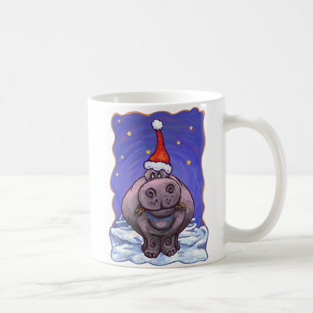 Hippopotamus Christmas Coffee Mug (Right)