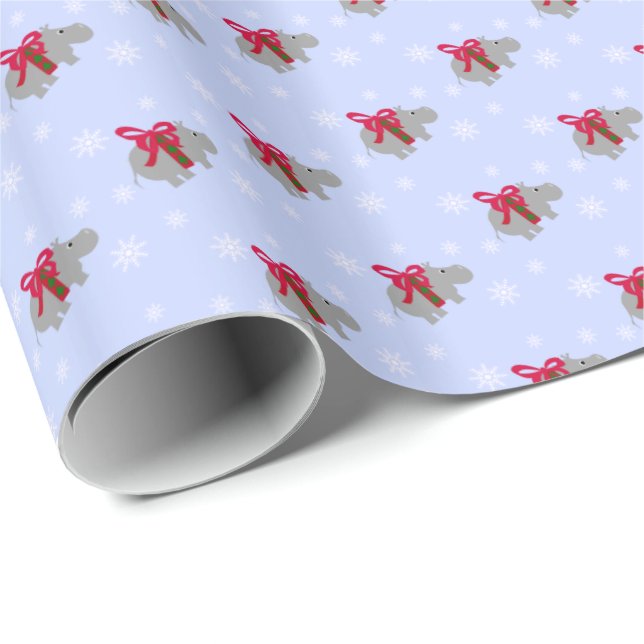 Hippopotamus Christmas Gift Wrap Wrapping Paper (Roll Corner)