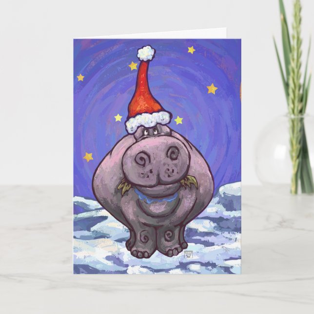 Hippopotamus Christmas Holiday Card (Front)