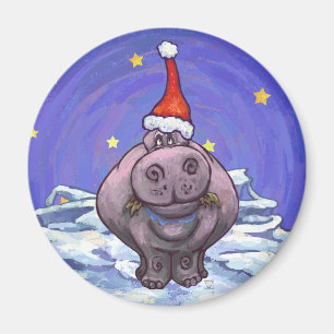 Hippopotamus Christmas Magnet