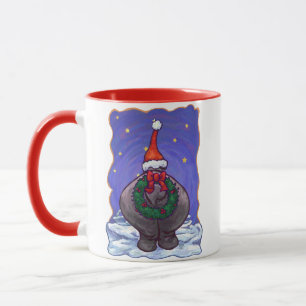 Hippopotamus Christmas Mug