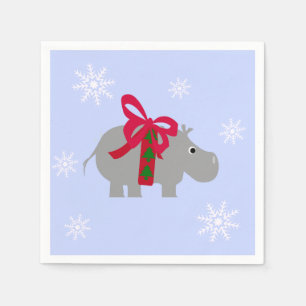 Hippopotamus Christmas Party Paper Napkins