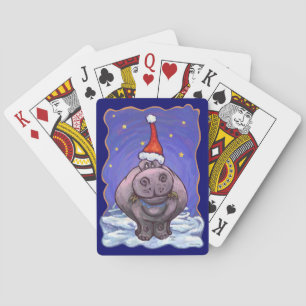 Hippopotamus Christmas Playing Cards