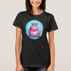 Hippopotamus Cute Hippo Hearts Safari Zoo Animal   T-Shirt
