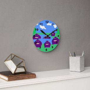 Hippopotamus Design Round Clock