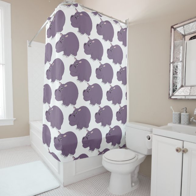 Hippopotamus Design Shower Curtain (In Situ)