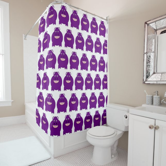 Hippopotamus Design Shower Curtain (In Situ)