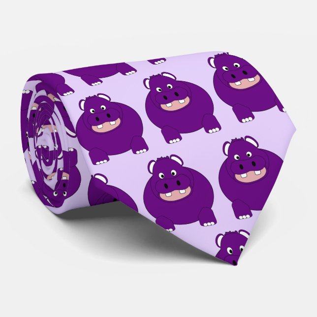 Hippopotamus Design Tie (Rolled)