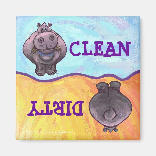 Hippopotamus Dirty / Clean Dishwasher Magnet (Front)