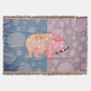 Hippopotamus & Dots Throw Blanket