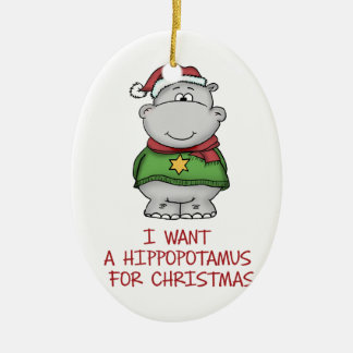 Hippopotamus for Christmas - Cute Hippo Design Ceramic Tree Decoration