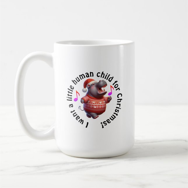 Hippopotamus for Christmas Spoof Coffee Mug (Left)