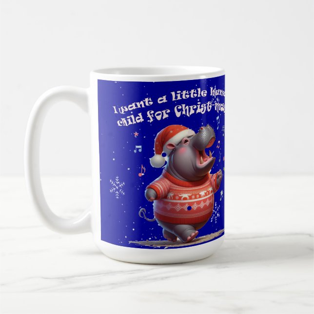 Hippopotamus for Christmas Spoof Coffee Mug (Left)