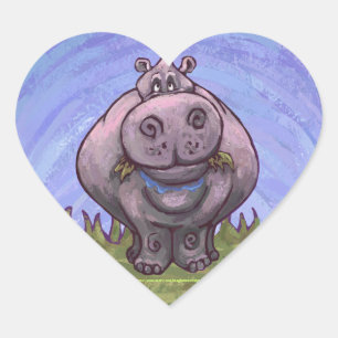 Hippopotamus Gifts & Accessories Heart Sticker