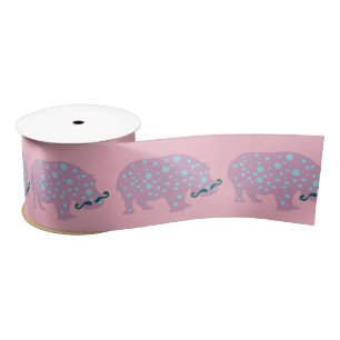 Hippopotamus  Girlie  Satin Ribbon, 2 Yard Spool Ribbon