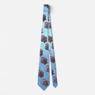 Hippopotamus Heads and Tails Patterns Tie