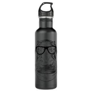 Hippopotamus Hippo Nerdy Glasses Hippopotamus 78 H 710 Ml Water Bottle