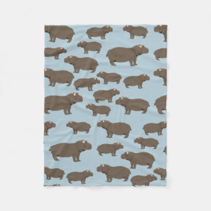 Hippopotamus Hippo Pattern  Fleece Blanket