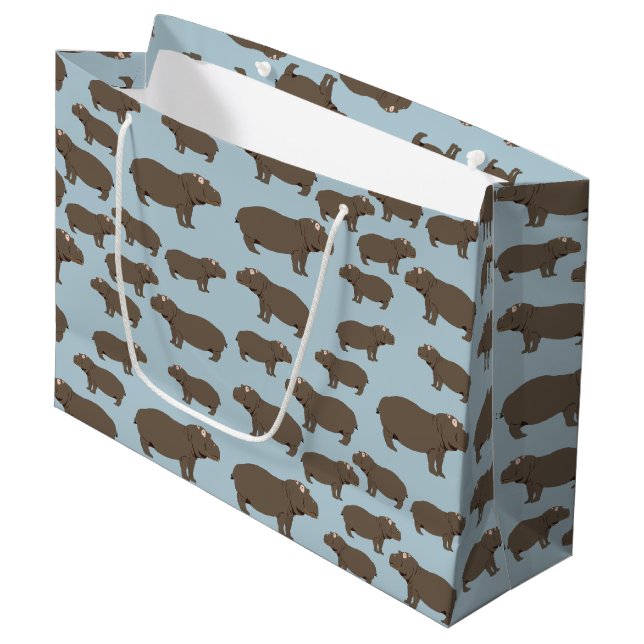 Hippopotamus Hippo Pattern   Large Gift Bag (Front Angled)