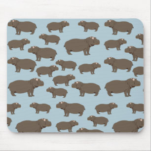 Hippopotamus Hippo Pattern Mouse Pad