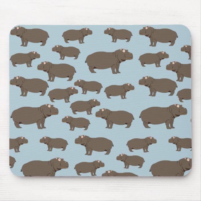 Hippopotamus Hippo Pattern Mouse Pad (Front)