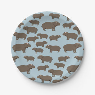 Hippopotamus Hippo Pattern Paper Plate