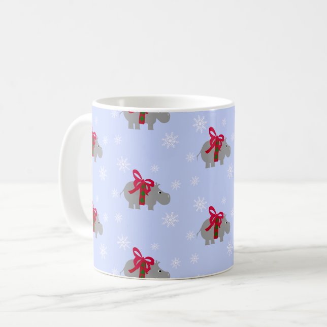 Hippopotamus Holiday Christmas  Coffee Mug (Front Left)
