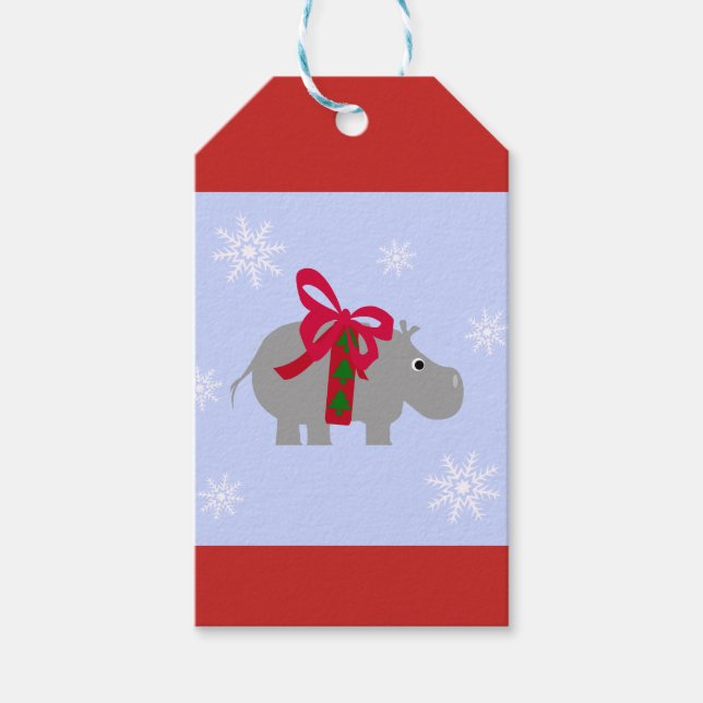 Hippopotamus Holiday Gift Tag (Front)