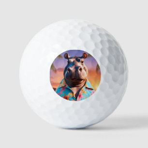 Hippopotamus Holiday Golf Balls