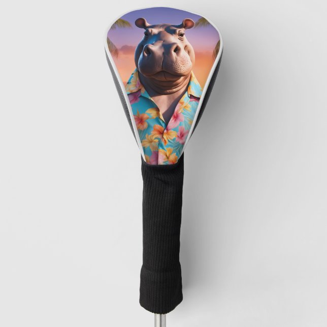 Hippopotamus Holiday Golf Head Cover (Front)