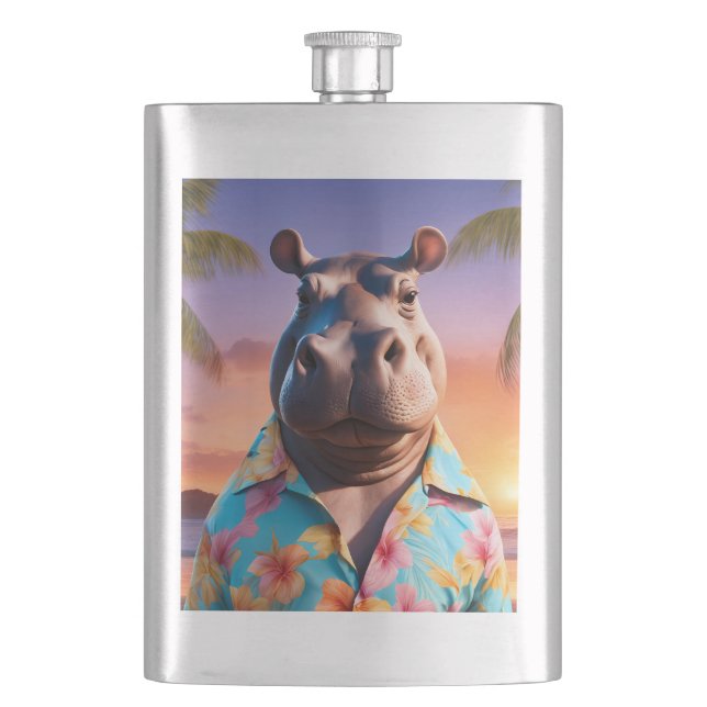 Hippopotamus Holiday Hip Flask (Front)