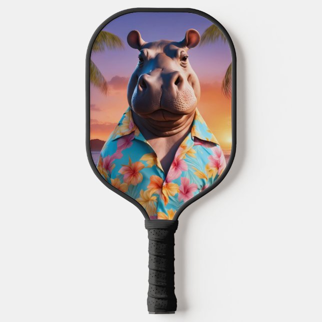 Hippopotamus Holiday Pickleball Paddle (Front)