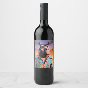 Hippopotamus Holiday Wine Label