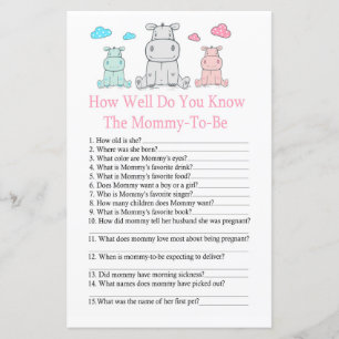 Hippopotamus How well do you know baby shower game