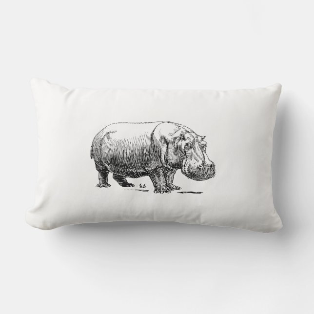 Hippopotamus Lumbar Cushion (Front)