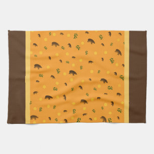 Hippopotamus pattern tea towel