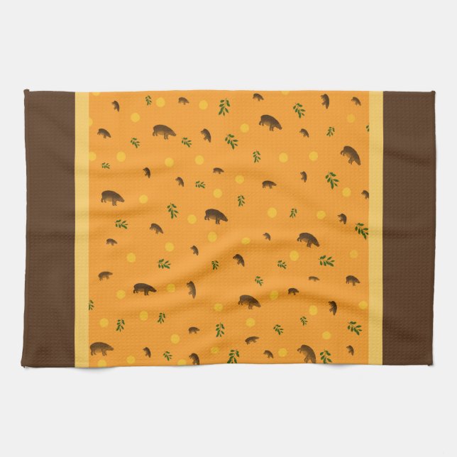 Hippopotamus pattern tea towel (Horizontal)