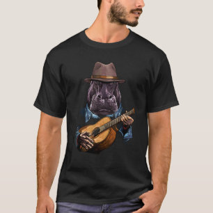 Hippopotamus Playing Acoustic Guitar Player Hippo T-Shirt