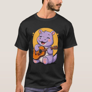 Hippopotamus Playing Guitar Graphic Boys Girls Gui T-Shirt