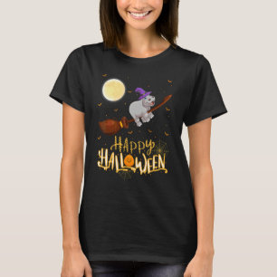 Hippopotamus Ride Witch Shotgun Hippopotamus Hallo T-Shirt