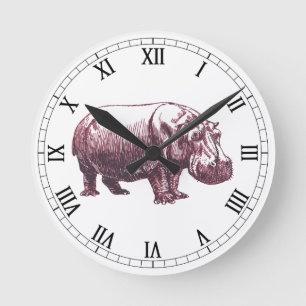 Hippopotamus Round Clock