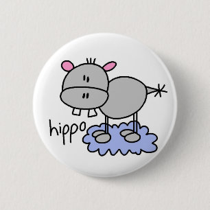 Hippopotamus Stick Figure Button