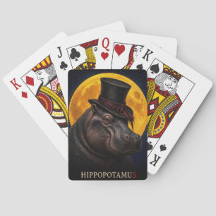 Hippopotamus Top Hat Gothic Surreal Playing Cards