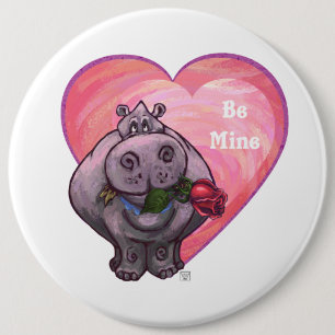 Hippopotamus Valentine's Day 6 Cm Round Badge