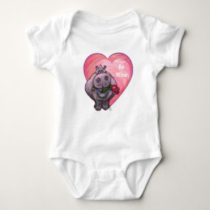 Hippopotamus Valentine's Day Baby Bodysuit