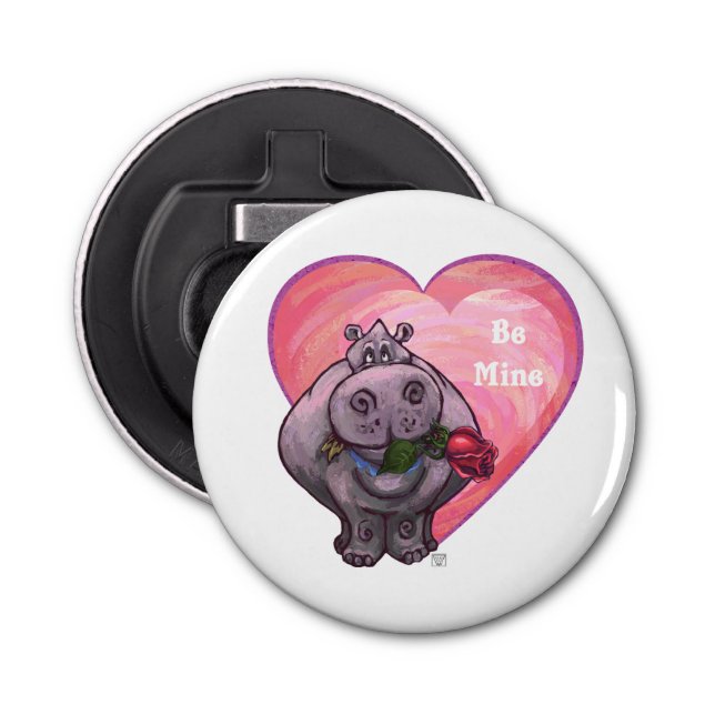 Hippopotamus Valentine's Day Bottle Opener (Front)