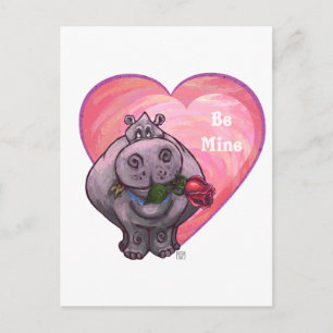 Hippopotamus Valentine's Day Holiday Postcard