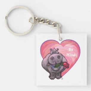 Hippopotamus Valentine's Day Key Ring
