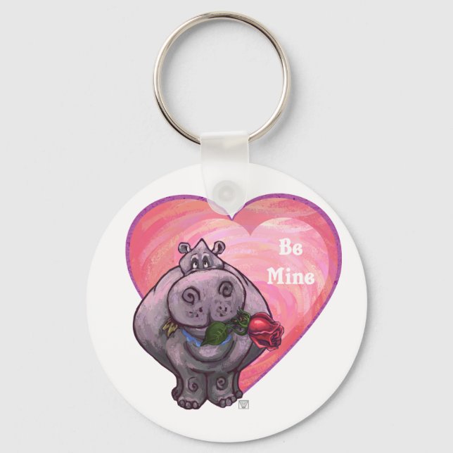 Hippopotamus Valentine's Day Key Ring (Front)