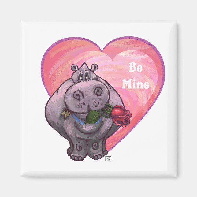 Hippopotamus Valentine's Day Magnet (Front)